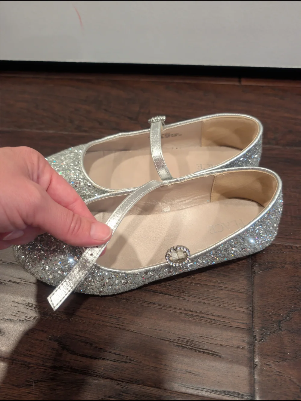 PLACE Silver Glitter Mary Jane Girls Dress Shoes Size 3
